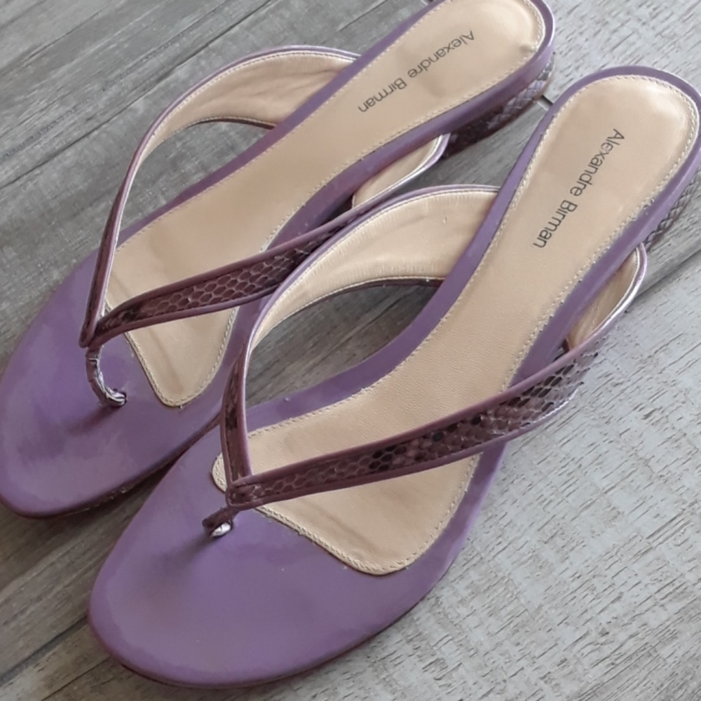 ALEXANDRE BIRMAN..PURPLE SNAKESKIN THONG SANDALS - Picture 1 of 8
